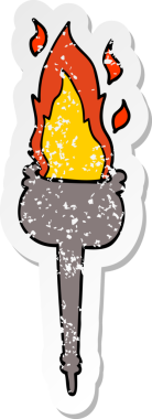 Bir insan tarafından çizilmiş alevli kadehin sıkıntılı çıkartması.