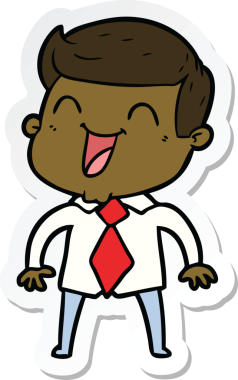 Bir insan tarafından çizilmiş bir karikatür adamın çıkartması.