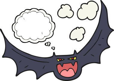 Bir insan tarafından çizilmiş serbest çizim balon karikatür cadılar bayramı yarasası