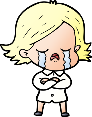 Bir insan tarafından çizilmiş ağlayan çizgi film kızı.