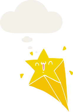 Düşünce baloncuğu olan bir çizgi film yıldızı insan tarafından çizilmiş.