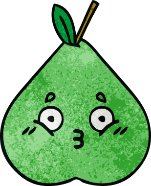 Bir insan tarafından çizilmiş yeşil armut retro grunge desen karikatürü