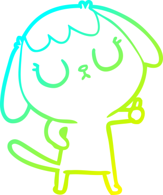 Bir insan tarafından çizilmiş şirin bir çizgi köpeğin soğuk gradyan çizgisi.