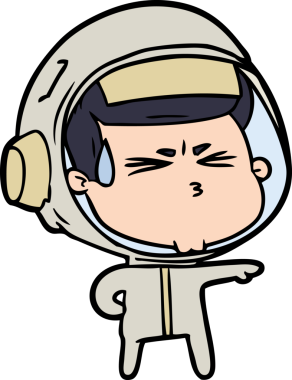 Çizgi film bir insan tarafından çizilmiş astronot.