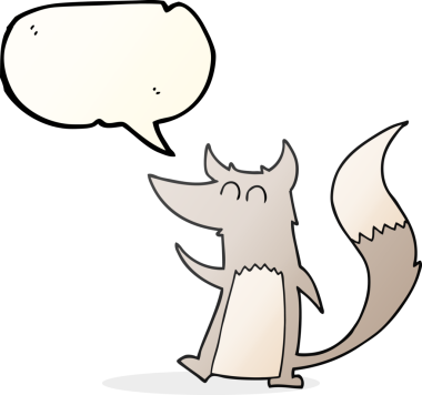 Bir insan tarafından çizilmiş serbest konuşma balonu çizgi filmi küçük kurt.