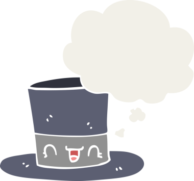 Düşünce baloncuğu olan çizgi film şapkası insan tarafından çizilmiş.