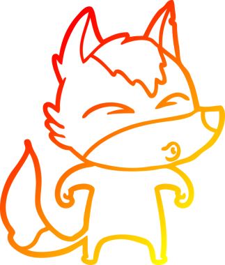 Bir insan tarafından çizilmiş bir kurt çizgi filminin sıcak çizgi çizimi.