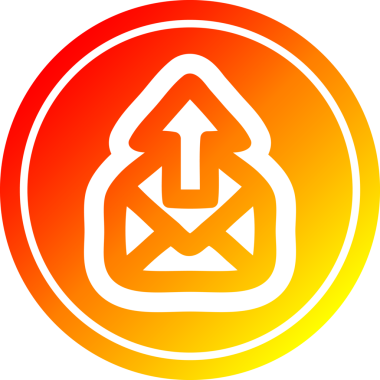 E- posta dairesel simgesini bir insan tarafından çizilmiş sıcak gradyan bitimine gönder