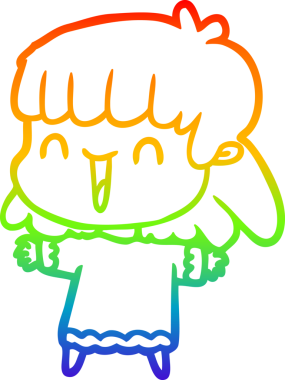 gökkuşağı gradyan çizimi bir insan tarafından çizilmiş bir karikatür kadın