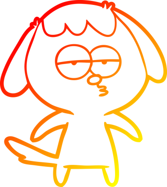 Bir insan tarafından çizilen ve sıkılmış bir köpeğin sıcak çizgi çizimi.