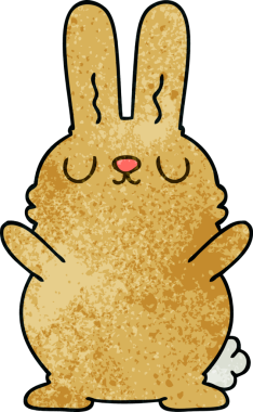 Bir insan tarafından çizilmiş garip çizgi film tavşanı.