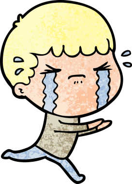 Bir insan tarafından çizilmiş ağlayan çizgi film adamı.