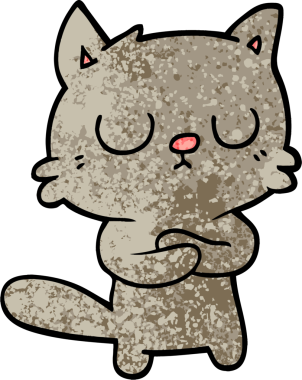 Bir insan tarafından çizilmiş grunge desenli çizgi film kedisi.