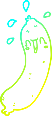 Bir insan tarafından çizilmiş mutlu çizgi film sosisinin soğuk gradyan çizimi