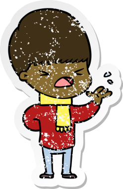 Bir insan tarafından çizilmiş stresli bir çizgi film çıkartması.