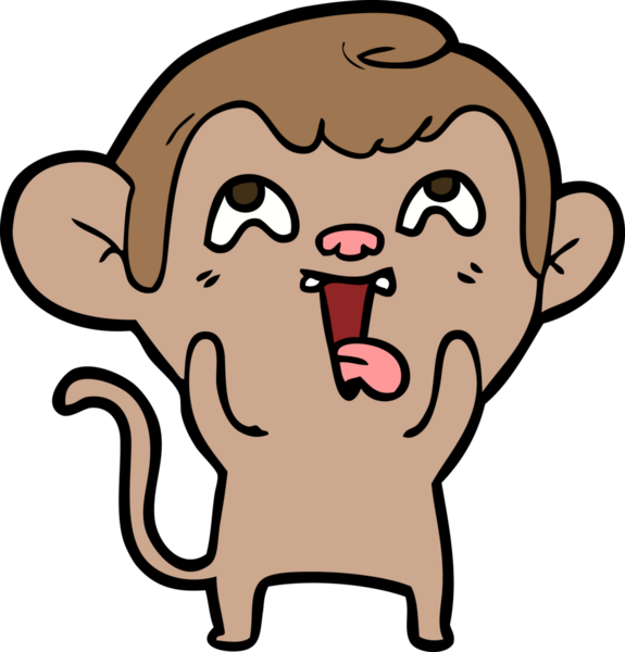 Bir insan tarafından çizilmiş çılgın çizgi film maymunu