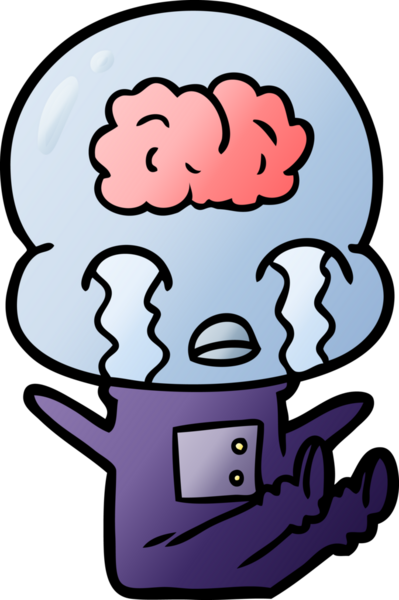 Bir insan tarafından çizilmiş koca beyinli bir uzaylı ağlaması.