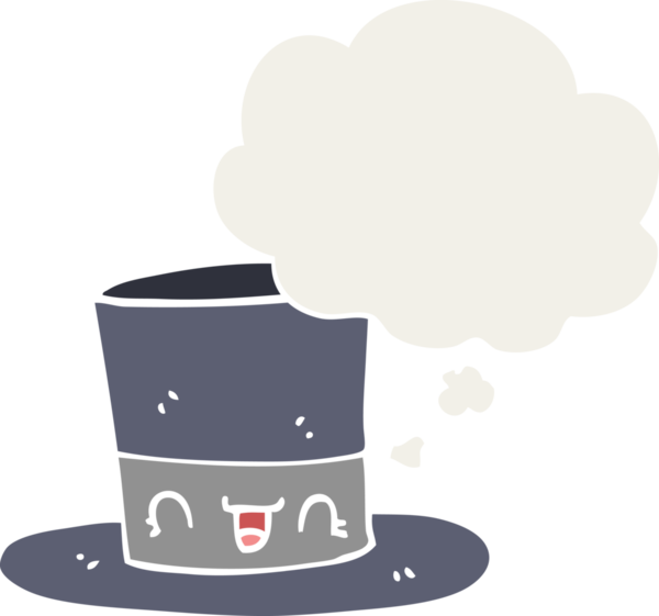 Düşünce baloncuğu olan çizgi film şapkası insan tarafından çizilmiş.