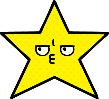 Bir insan tarafından çizilmiş bir altın yıldızın çizgi filmi.