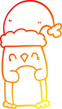 Bir insan tarafından çizilen karikatür pengueninin sıcak çizgi çizimi