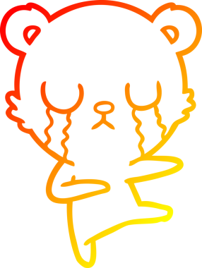 Bir insan tarafından çizilen ağlayan kutup ayısı karikatürünün sıcak çizgi çizimi