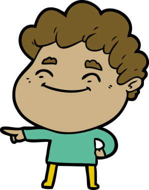 Bir insan tarafından çizilmiş çizgi film dostu bir adam.