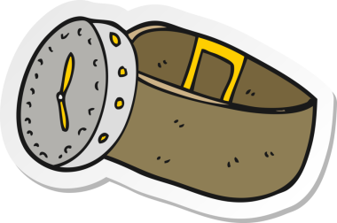 Bir insan tarafından çizilmiş karikatür kol saati çıkartması.