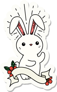 Bir insan tarafından çizilmiş dövme stili şirin bir tavşan.