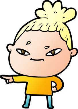 Bir insan tarafından çizilmiş karikatür kadın.