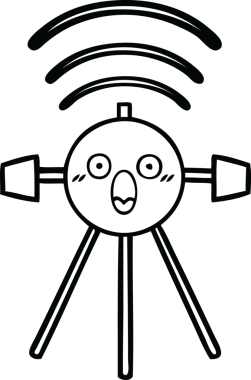 Bir insan tarafından çizilmiş bir uydu karikatürü.