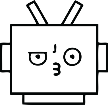 Bir insan tarafından çizilmiş robot kafasının çizgi çizimi