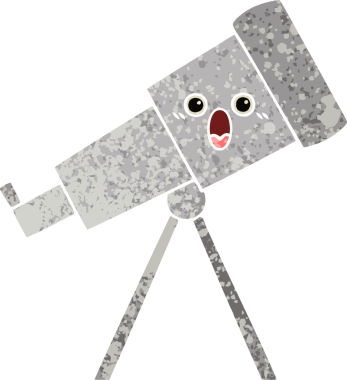 Bir insan tarafından çizilmiş bir teleskobun retro çizim tarzı karikatürü