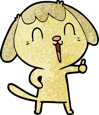 Bir insan tarafından çizilmiş şirin bir çizgi film köpeği.