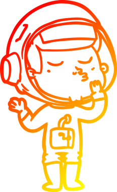 Bir insan tarafından çizilmiş kendinden emin bir astronotun sıcak çizgi çizimi