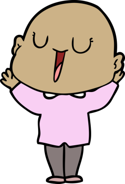 Bir insan tarafından çizilmiş mutlu, kel adam.