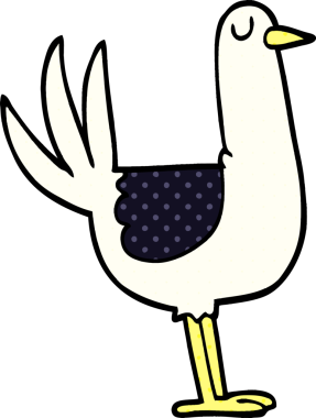 Bir insan tarafından çizilmiş karalama uzun kuş