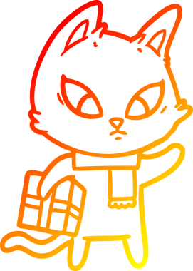 Bir insan tarafından çizilmiş kafası karışmış çizgi film kedisinin sıcak çizgi çizimi