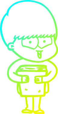 Bir çizgi film karakteri çizen soğuk çizgi bir insan tarafından çizilmiş mutlu çocuk.