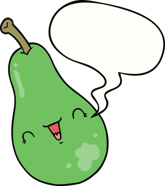 Bir insan tarafından çizilmiş konuşma baloncuklu armut.