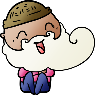 Bir insan tarafından çizilmiş mutlu sakallı adam.