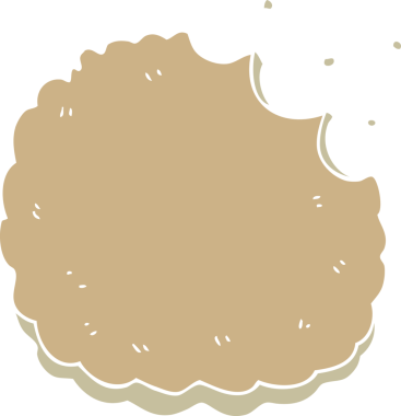 Bir insan tarafından çizilmiş düz renkli çizgi film bisküvisi