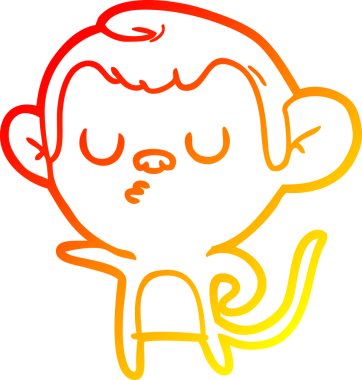 Bir insan tarafından çizilmiş çizgi film maymunu çizimi