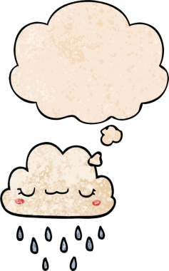 Düşünce baloncuklu karikatür fırtına bulutu bir insan tarafından çizilmiş grunge doku tarzı