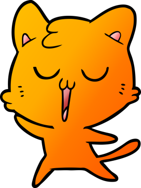 Bir insan tarafından çizilmiş çizgi film kedisi.