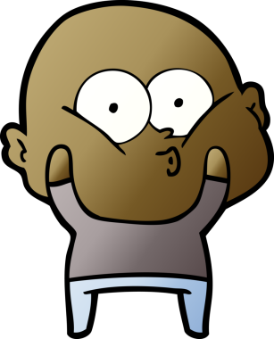 Bir insan tarafından çizilmiş kel bir adam.