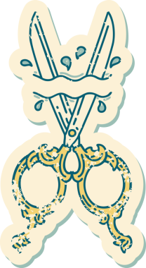 Bir insan tarafından çizilmiş berber makasının sembolik dövmeli görüntüsü