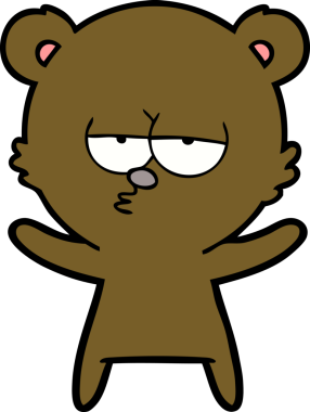 Bir insan tarafından çizilmiş sıkılmış ayı çizgi filmi