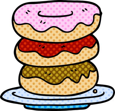 Bir insan tarafından çizilmiş bir tabak çörek.