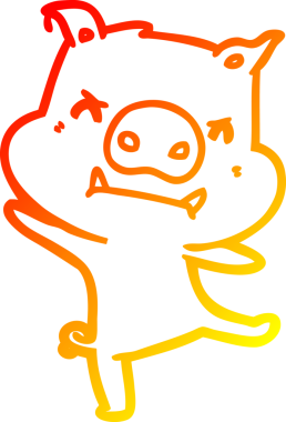 Bir insan tarafından çizilmiş kızgın çizgi film domuzu çizimi.