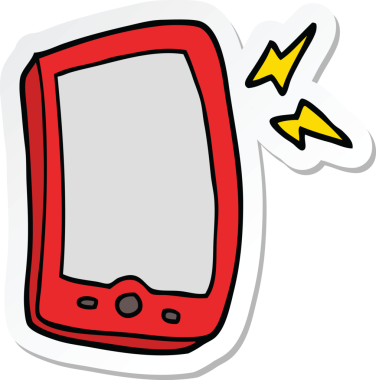 Bir insan tarafından çizilmiş bir cep telefonunun çıkartması.